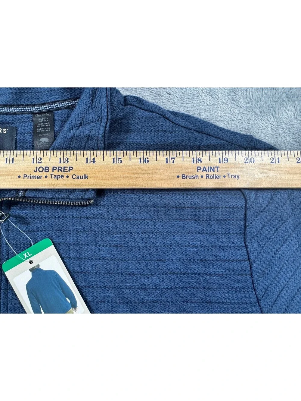 Dockers Men's Quarter Zip Regular Fit Textured Fabric Pullover Size XL Blue